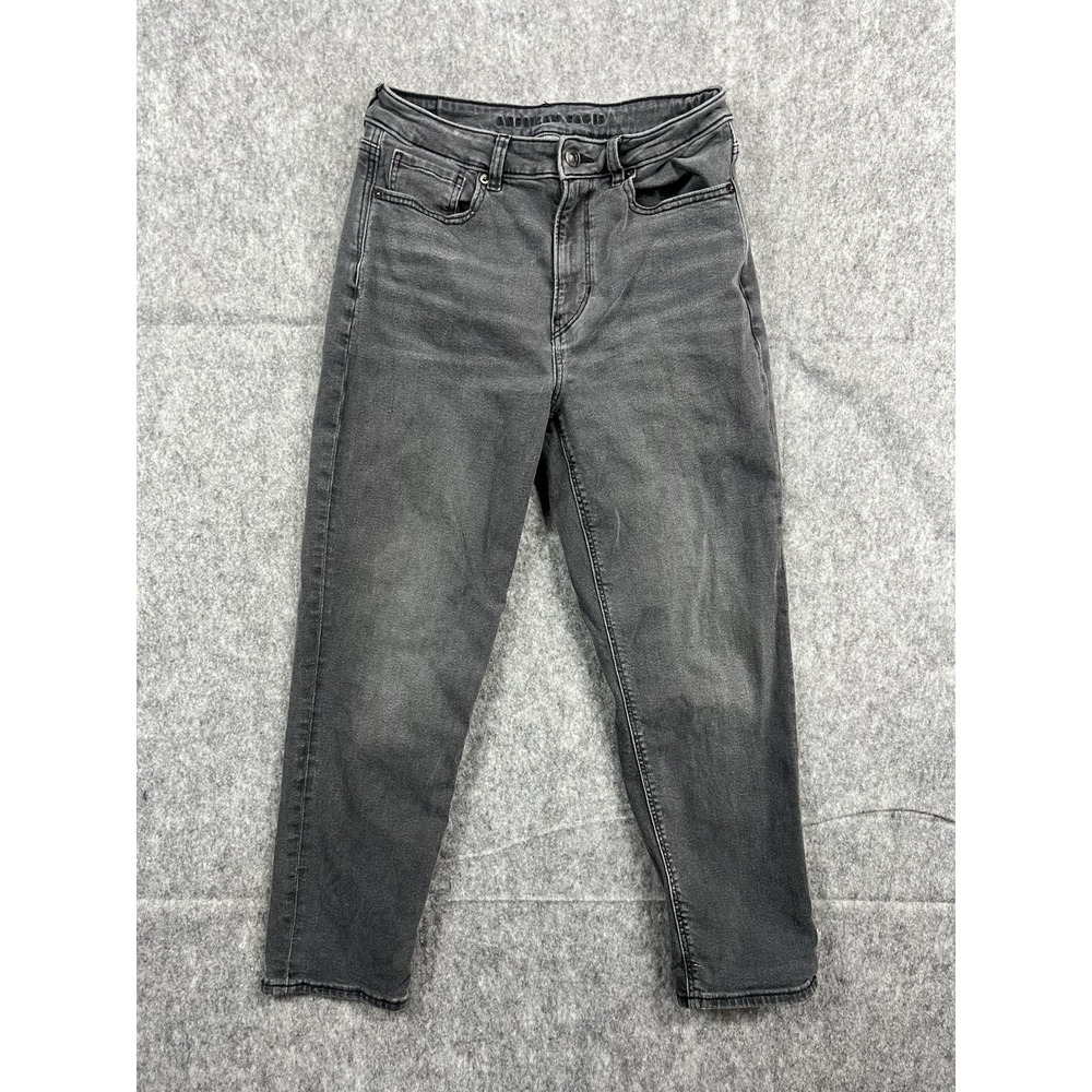 American Eagle Jeans Women's Faded Black Mom Jean High-Rise Denim Size 8 Short